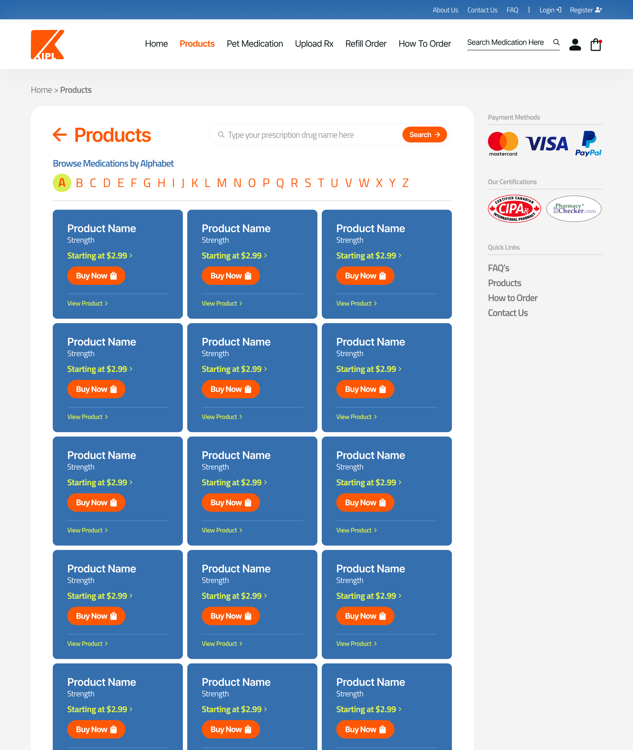 Products reference layout